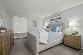 Riverview apartment for rent - A bedroom with a bed, nightstand, and dresser.