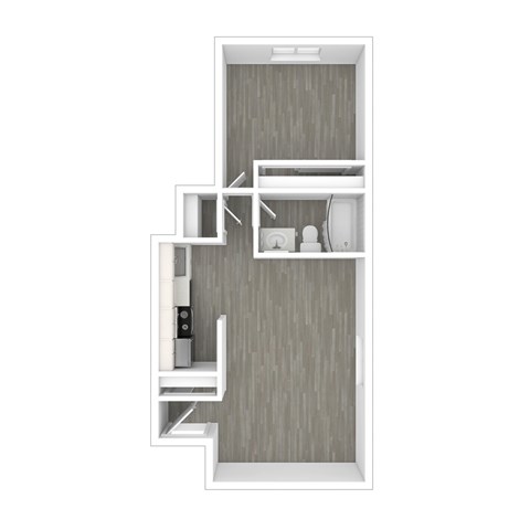 Floor plan for 1 bed, 1 bath, 750 sqft