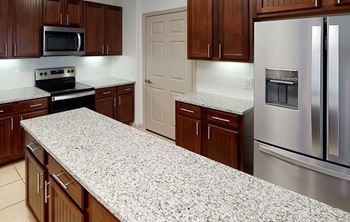 Granite countertops in kitchen