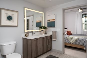 Quartz countertops in bath