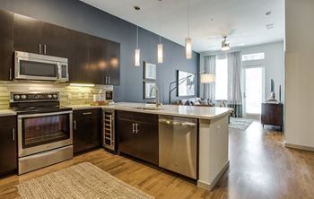 Quartz countertops in kitchen