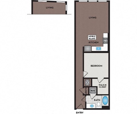 Floor plan for 1 bed, 1 bath, 806 sqft