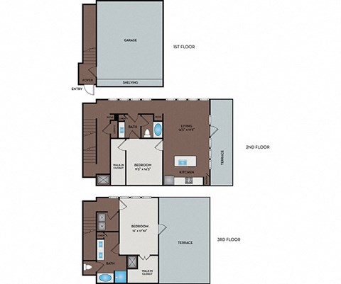Floor plan for 2 beds, 2 baths, 1912 sqft