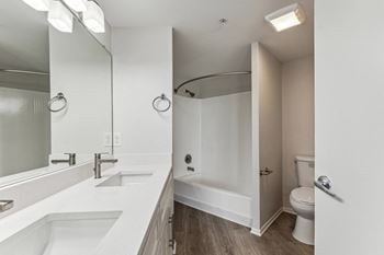 Soaking bathtubs with shower rods