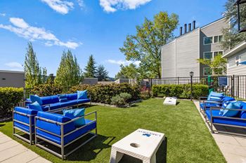 Outdoor seating with lawn games