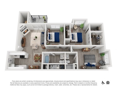 Floor plan for 3 beds, 2 baths, 1180 sqft