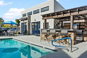 Scottsdale apartment for rent - Del Sol Apartments Pool with Lounge Chairs and BBQ Area