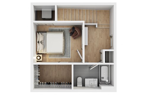 Floor plan for 1 bed, 1 bath, 757 sqft