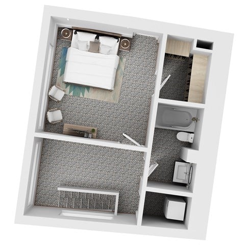 Floor plan for 1 bed, 1 bath, 819 sqft