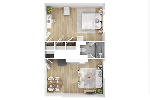 Floor plan for 1 bed, 1 bath, 568 sqft