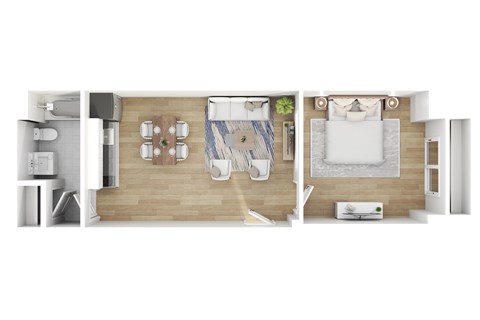 Floor plan for 1 bed, 1 bath, 540 sqft