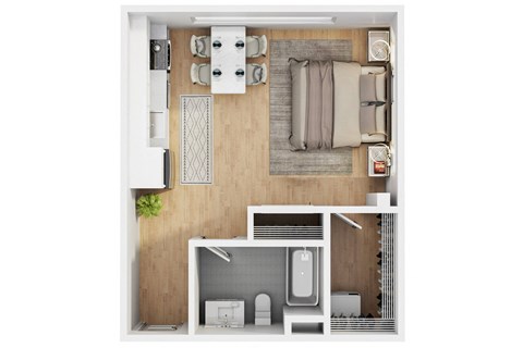 Floor plan for studio, 1 bath, 468 sqft