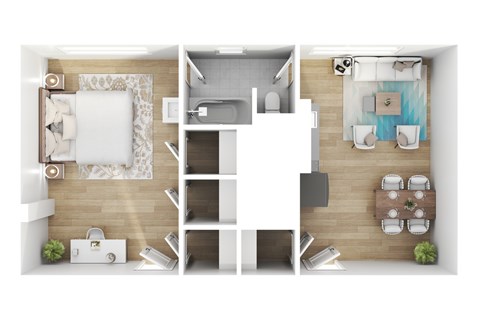 Floor plan for 1 bed, 1 bath, 535 sqft