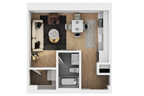 Floor plan for studio, 1 bath, 396 sqft