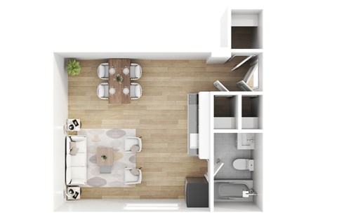 Floor plan for studio, 1 bath, 360 sqft