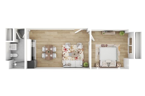 Floor plan for 1 bed, 1 bath, 540 sqft