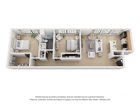 Floor plan for 2 beds, 1 bath, 1156 sqft