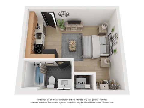 Floor plan for 2 beds, 1 bath