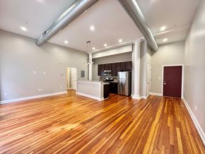 Albany apartment for rent - a living room with a hard wood floor and a kitchen