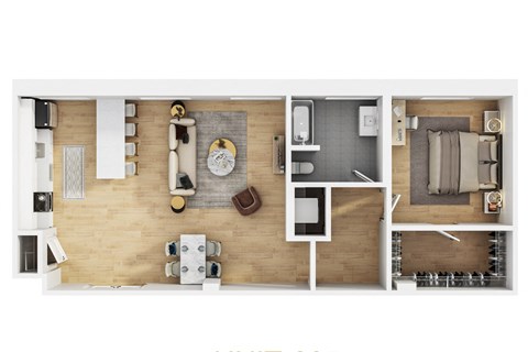 Floor plan for 1 bed, 1 bath, 972 sqft