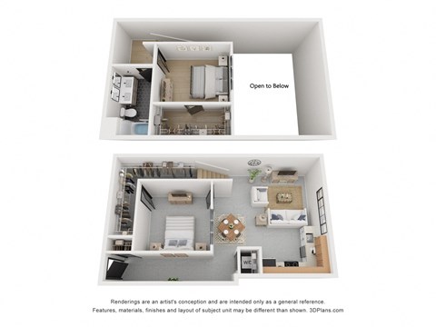 Floor plan for 2 beds, 1 bath, 1003 sqft