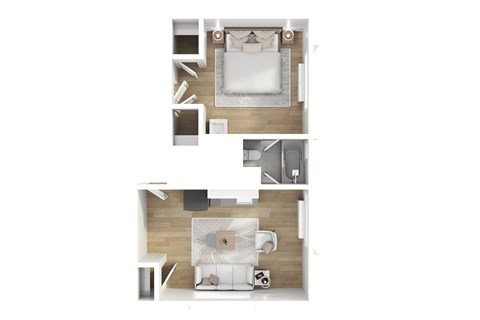 Floor plan for 1 bed, 1 bath, 540 sqft