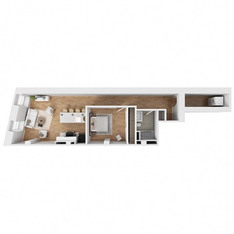 Floor plan for 1 bed, 1 bath, 790 sqft