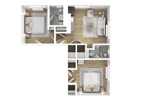 Floor plan for 2 beds, 1 bath, 680 sqft