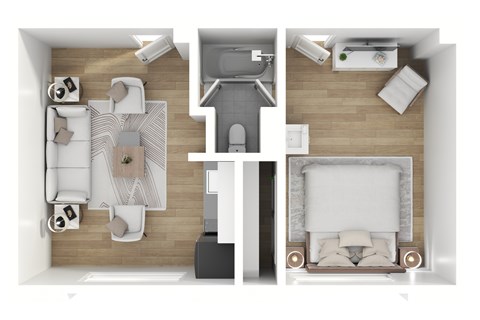Floor plan for 1 bed, 1 bath, 540 sqft