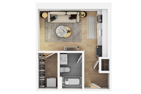Floor plan for studio, 1 bath, 356 sqft
