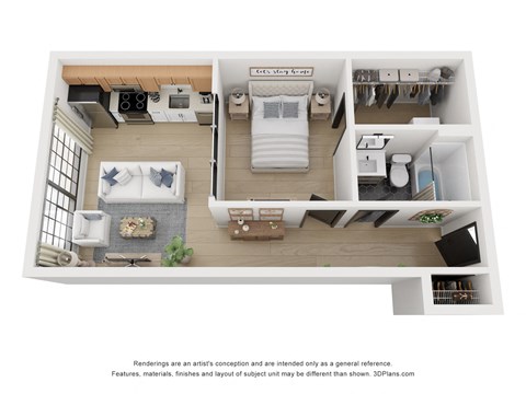 Floor plan for 2 beds, 1 bath