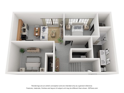 Floor plan for 1 bed, 1 bath, 707 sqft
