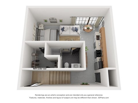 Floor plan for studio, 1 bath, 482 sqft