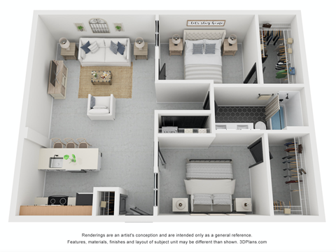 Floor plan for 2 beds, 1 bath