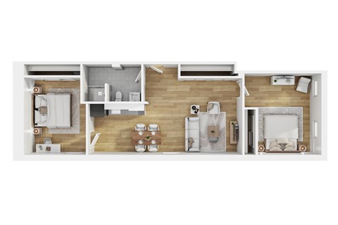 Floor plan for 2 beds, 1 bath, 825 sqft