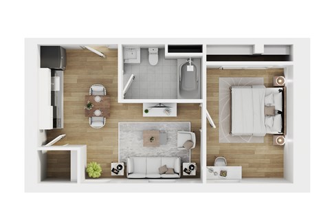 Floor plan for 1 bed, 1 bath, 462 sqft