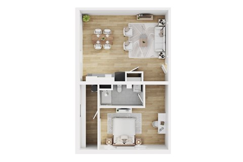 Floor plan for 1 bed, 1 bath, 756 sqft