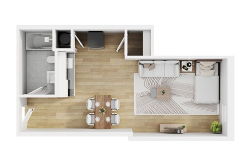 Floor plan for studio, 1 bath, 448 sqft