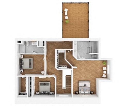 Floor plan for 3 beds, 2.5 baths, 2266 sqft