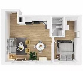 Floor plan for 1 bed, 1 bath, 575 sqft
