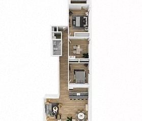 Floor plan for 3 beds, 1 bath, 1480 sqft