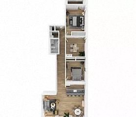 Floor plan for 2 beds, 1 bath, 1565 sqft