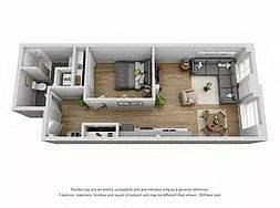 Floor plan for 1 bed, 1 bath, 734 sqft