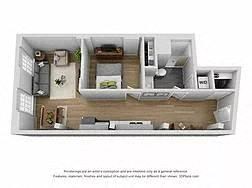 Floor plan for 1 bed, 1 bath, 728 sqft