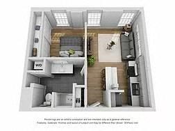 Floor plan for 1 bed, 1 bath, 610 sqft