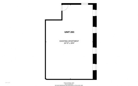 Floor plan for 1 bed, 1 bath, 832 sqft