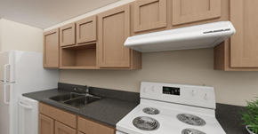 Seattle apartment for rent - Kitchen with cabinets at Cedar Crossing, Seattle, WA, 98115