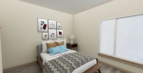 Seattle apartment for rent - Bedroom with a bed and a window at The Aries at Bitter Lake Apartments, Seattle, WA