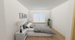 Tukwila apartment for rent - A small bedroom with a bed, nightstand, and a plant.