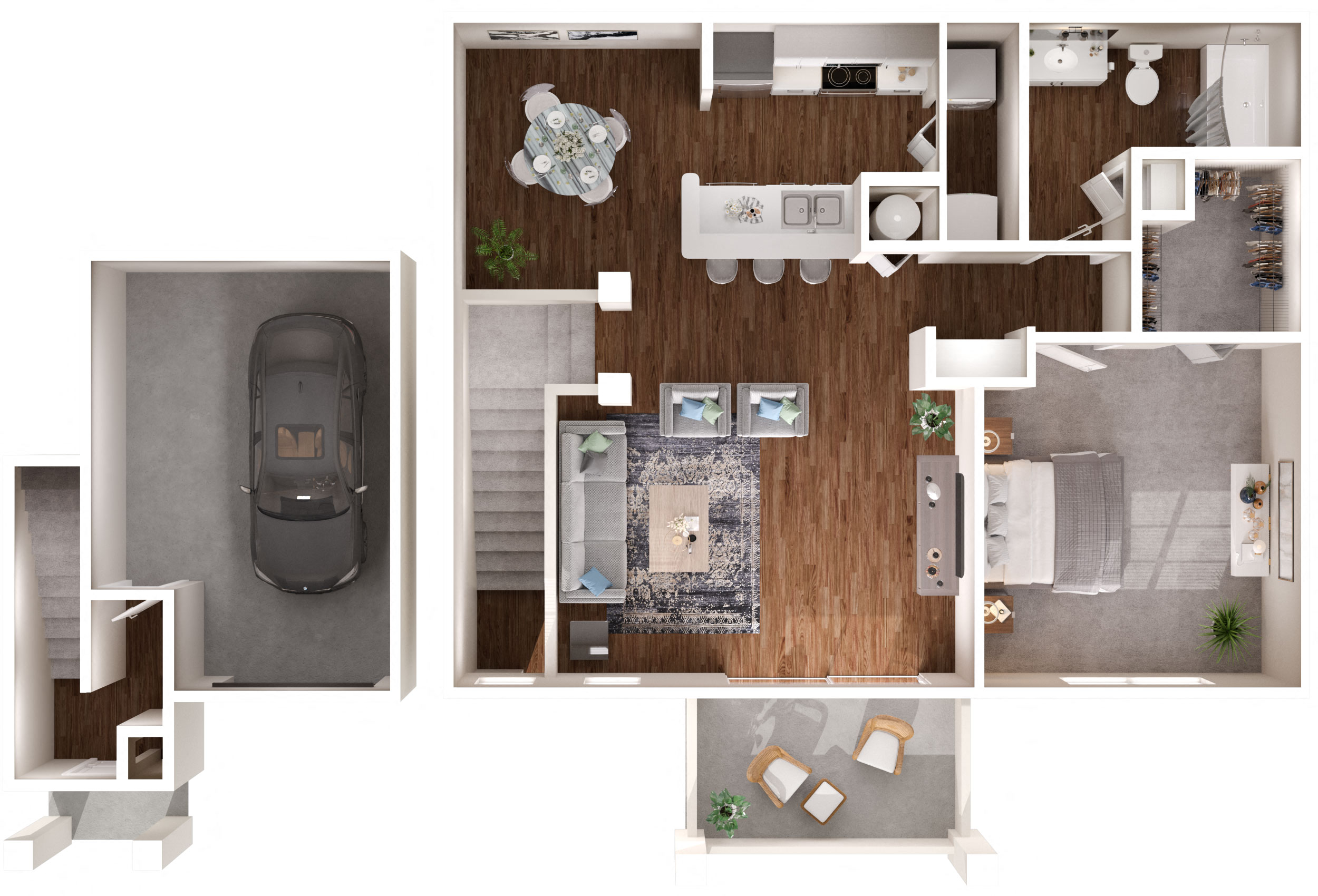 Floor plan for 1 bed, 1 bath, 927 sqft